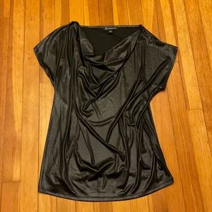 Women’s shimmer blouse. Drape front neckline.